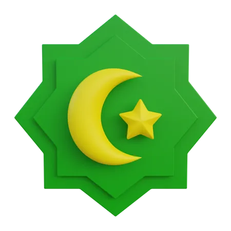 Half Moon And Star  3D Icon