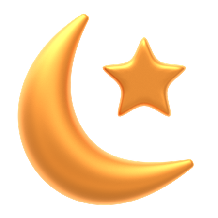 Half Moon And Star  3D Icon