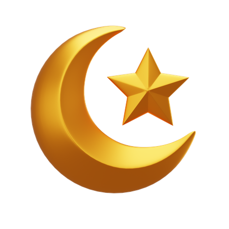 Half Moon And Star  3D Icon
