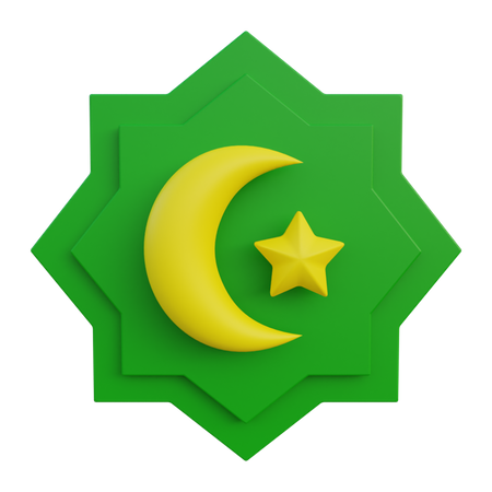 Half Moon And Star  3D Icon