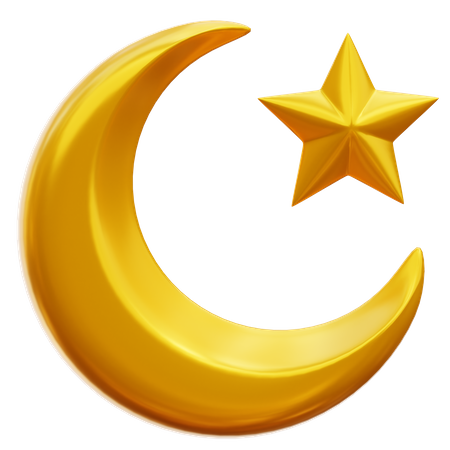 Half Moon And Star  3D Icon