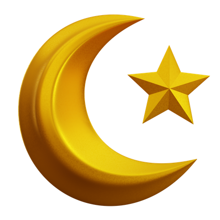 HALF MOON AND STAR  3D Icon