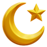 3d half moon and star logo