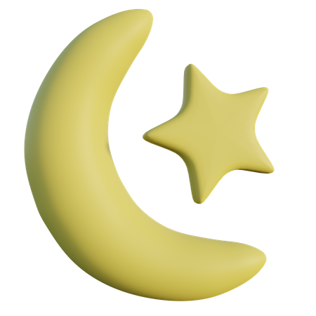 Half Moon And Star 3D Icon