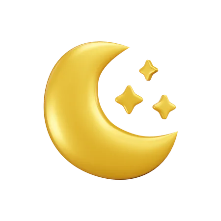 Half moon and star weather  3D Icon