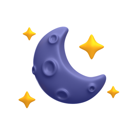 Half Moon And Stars  3D Icon