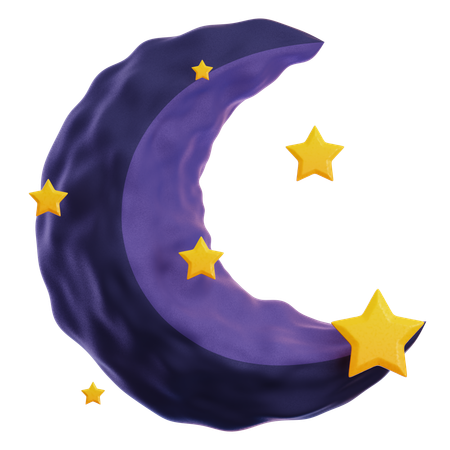 HALF MOON AND STARS  3D Icon