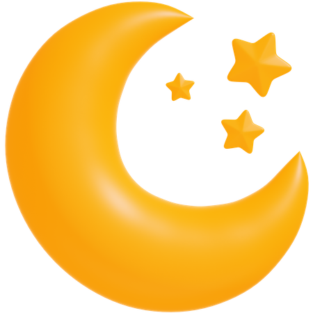 Half Moon And Stars  3D Icon