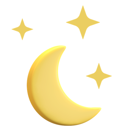 Half Moon And Stars  3D Icon