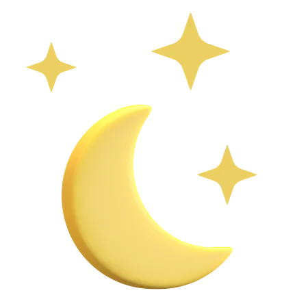 Bright Yellow Moon Night Weather Icon 3 D Render Illustration 3D Illustration