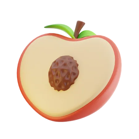 Half Peach Fruit 3 D Illustration 3D Icon