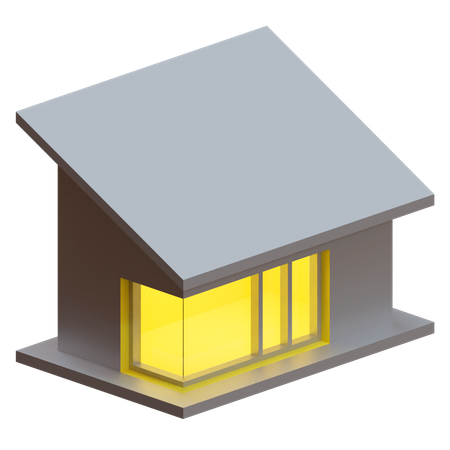 Half Roof House  3D Icon
