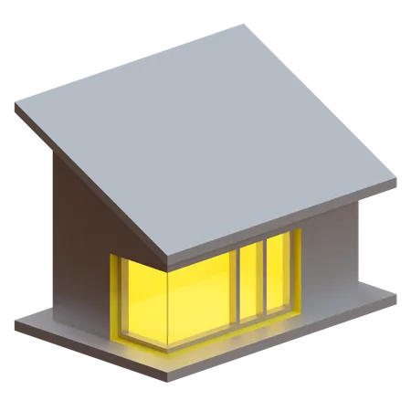 Half Roof House  3D Illustration