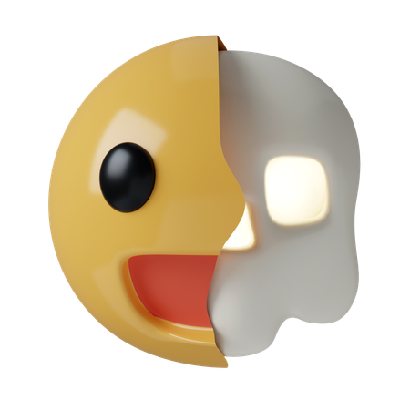 Half Skull Emoji  3D Icon