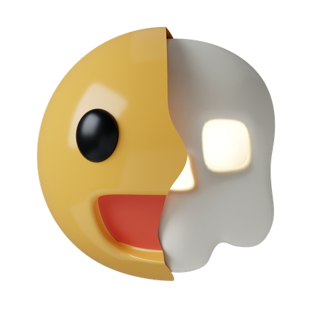 Half Skull Emoji  3D Icon