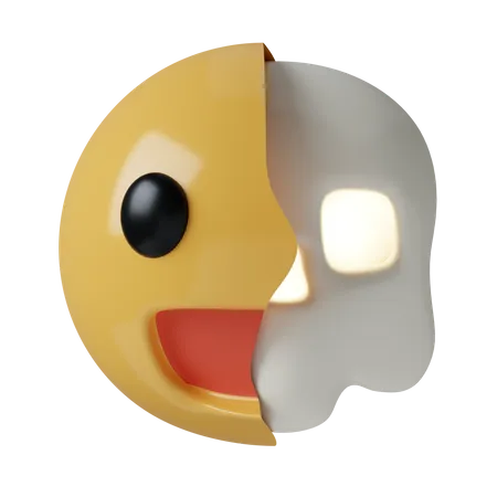 Half Skull Emoji  3D Icon