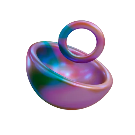 Half Sphere and ring  3D Illustration