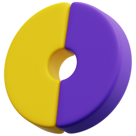Half Split Donut Chart  3D Icon