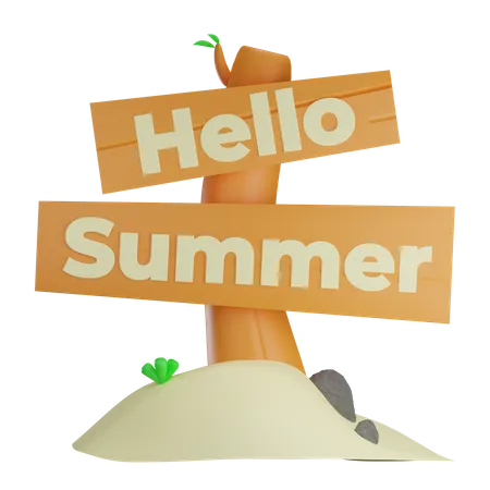 Hallo Sommer Schild  3D Illustration