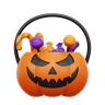 halloween basket 3d logo