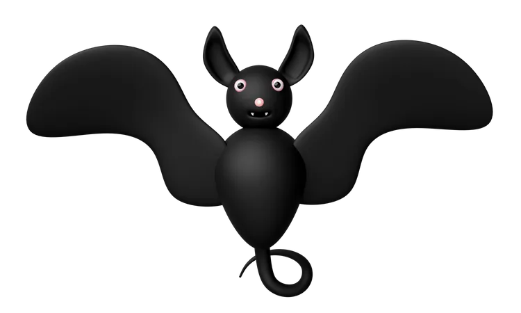 3 D Halloween Holiday Party With Black Bat Isolated 3D Icon