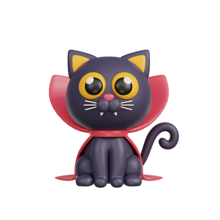 Halloween Black Cat  3D Illustration