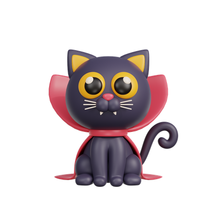 Halloween Black Cat  3D Illustration