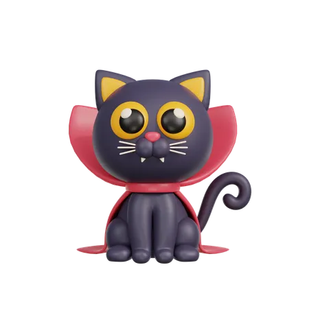 Halloween Black Cat  3D Illustration