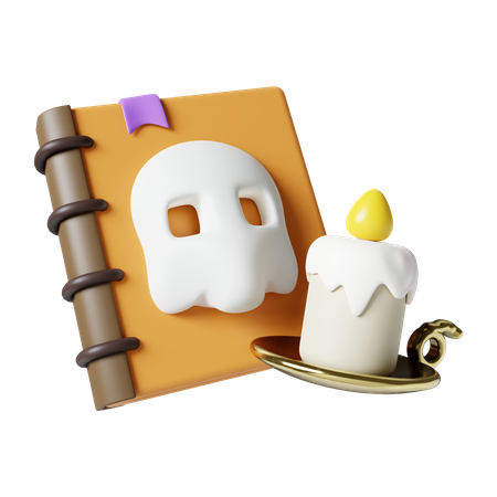 Halloween Book With Candle  3D Icon