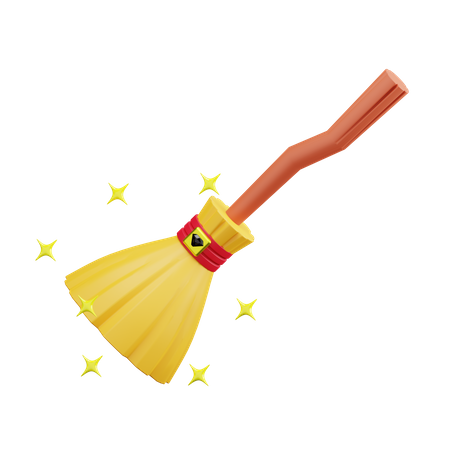 Halloween Broom  3D Illustration