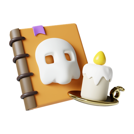 Halloween-Buch mit Kerze  3D Icon