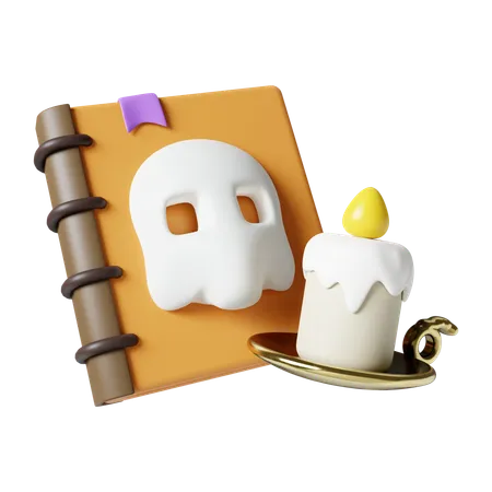 Halloween-Buch mit Kerze  3D Icon