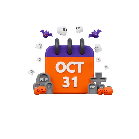 Halloween Calendar 3 D Icon 3D Icon