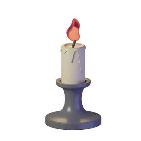 Halloween Candle With Gray Candle Holder 3D Icon