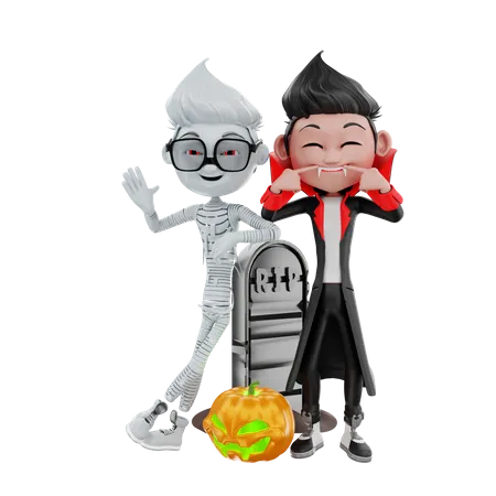 Halloween character posing for a photo  3D Illustration