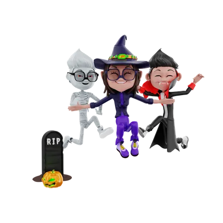 Halloween-Charakter posiert  3D Illustration