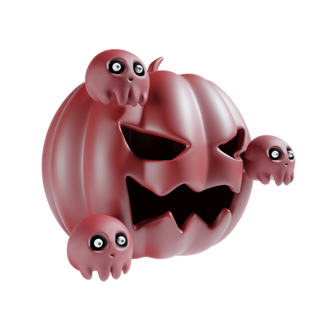 Citrouille d'Halloween avec crâne  3D Icon