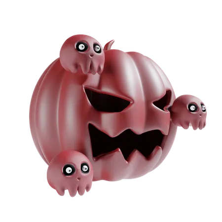 Citrouille d'Halloween avec crâne  3D Icon