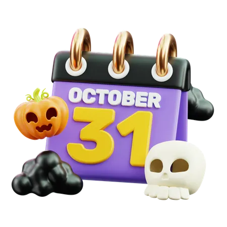 Halloween Date 31 October  3D Icon