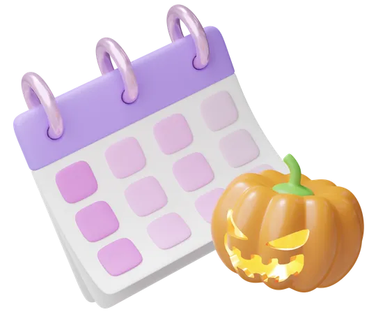 3 D Halloween Calendar With Pumpkin On Transparent Festive Calendar For Youre Planning A Holiday Halloween Events And Reminding You Of The Dates Cartoon Icon Smooth 3 D Rendering Illustration 3D Icon