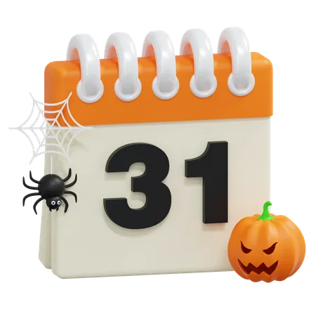 Halloween Calendar 3 D Icon Halloween Illustration 3D Icon
