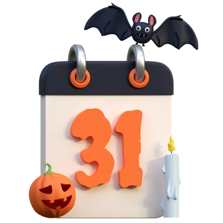 Halloween Day Calendar 3 D Icon Illustration 3D Icon