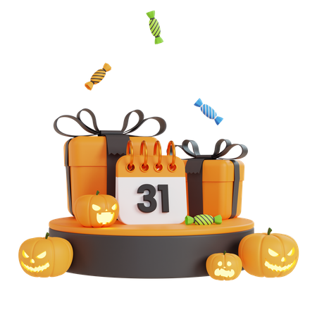 Halloween Day Podium  3D Icon