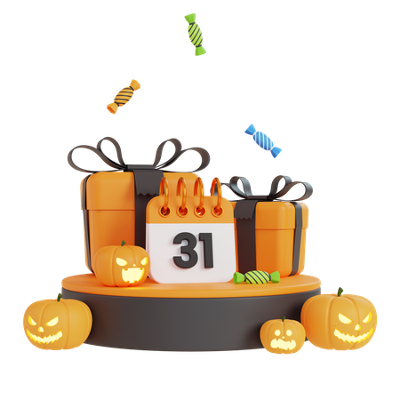 Halloween Day Podium 3D Icon