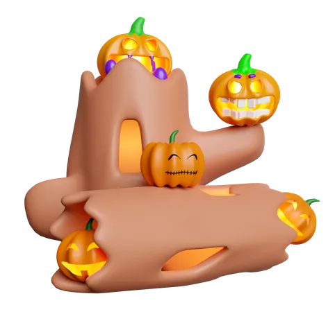 3 D Happy Halloween Party With Pumpkin Head Tree Timber Isolated 3 D Render Illustration 3D Illustration