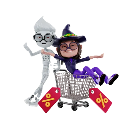 Halloween discount on purchase  3D Illustration