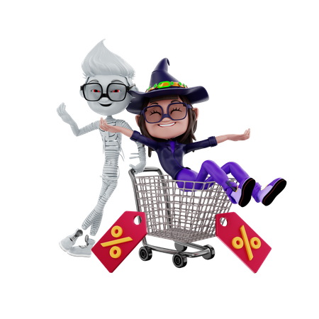 Halloween discount on purchase 3D Illustration