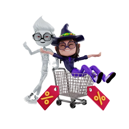 Halloween discount on purchase 3D Illustration