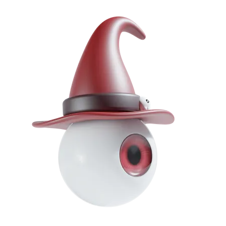 Halloween Eye With Witch Hat  3D Icon