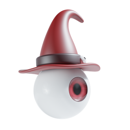 Halloween Eye With Witch Hat  3D Icon